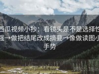 西瓜视频小抄：看镜头是不是选择性强→做把结尾改成摘要→像做读图小手势