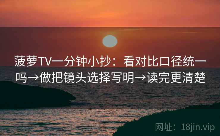 菠萝TV一分钟小抄：看对比口径统一吗→做把镜头选择写明→读完更清楚